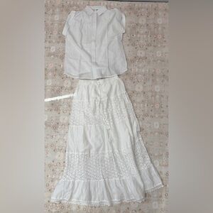 Eyelet Maxi Skirt & Shirt Set